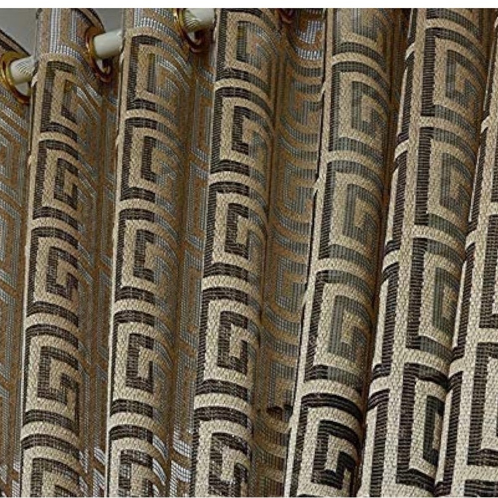Greek Key Versace Logo Gold and Black Sheer Curtains